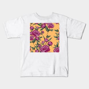 Maroon purplish flowers peonies Kids T-Shirt